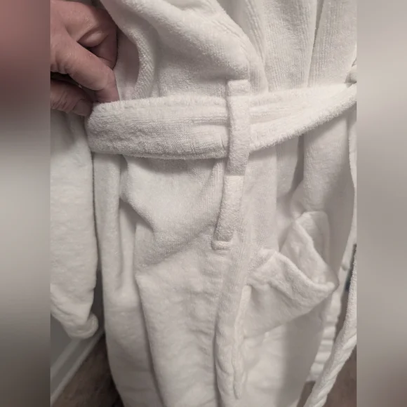 Mens Polo Ralph Lauren Bath Robe Size L/XL White Terry Cloth Pony Horse - Picture 12 of 14